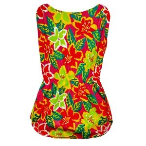 Vintage Joyce Holder 90s Tropical Hibiscus Floral Beach Coverup Dress OSFA USA